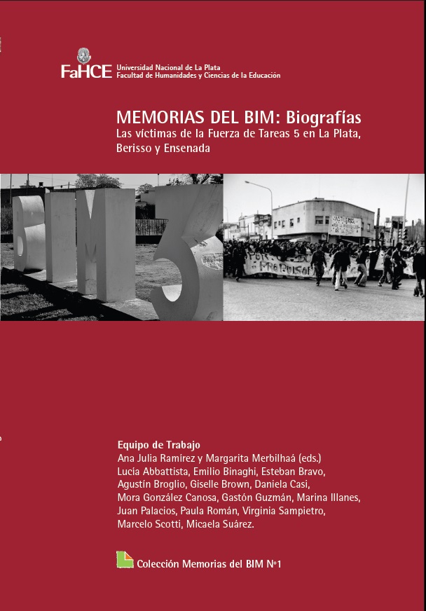 Cubierta para Memorias del BIM: Biografías. Las víctimas de la Fuerza de Tareas 5 en La Plata, Berisso y Ensenada